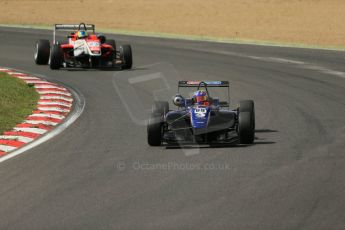 World © Octane Photographic Ltd. British Formula 3 – Brands Hatch. Saturday 10th August 2013 – Race 1. Cameron Twynham – Team West-Tec – Dallara F308 Toyota and Felipe Lopes Guimaraes – Fortec Motorsport – Dallara F312 HWA Mercedes. Digital Ref : 0777lw1d6406