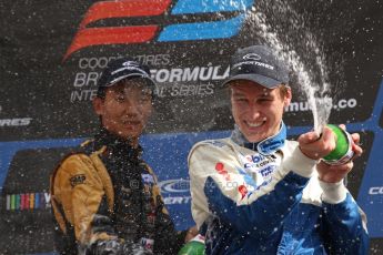 World © Octane Photographic Ltd. British Formula 3 – Brands Hatch. Saturday 10th August 2013 – Race 1 National class podium. Digital Ref : 0777lw7d1209