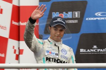 World © Octane Photographic Ltd. British Formula 3 – Brands Hatch. Saturday 11th August 2013 – Race 2. International championship podium - Jazeman Jaafar (Carlin). Digital Ref :