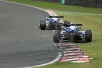 World © Octane Photographic Ltd. British Formula 3 – Brands Hatch. Saturday 11th August 2013 – Race 2. Carlin in formation through Graham Hill bend – Dallara F312 Volkswagen. Digital Ref :