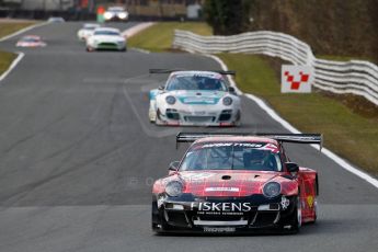 World © Octane Photographic Ltd./Chris Enion. Avon Tyres British GT Championship - Saturday 30th March 2013 Oulton Park – Practice 2. Porsche 997 GT3-R – Trackspeed – Richard Westbrook, Gregor Fiskin and Porsche 997 GT3-R – Oman Air Motorbase – Michael Caine, Ahmad Al Harthy. Digital Ref : 0605ce1d4986