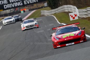 World © Octane Photographic Ltd./Chris Enion. Avon Tyres British GT Championship - Saturday 30th March 2013 Oulton Park – Practice 2. Ferrari 458 Italia – Rosso Verde – Hector Lester, Allan Simonsen, Mercedes-Benz SLS AMG GT3 – Fortec Motorsports – James Walker, Jason Minshaw and Mercedes-Benz SLS AMG GT3 – Fortec Motorsports – Benjo Hetherington, Ollie Hancock. Digital Ref :