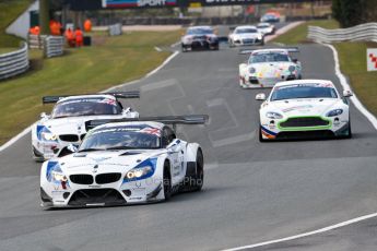 World © Octane Photographic Ltd./Chris Enion. Avon Tyres British GT Championship - Saturday 30th March 2013 Oulton Park – Practice 2. BMW Z4 GT3 – Ecurie Ecosse with Barwell Motorsport – Piers Johnson, Ron Johnson, BMW Z4 GT3 – Ecuri Ecosse – Oliver Bryant, Marco Attard and Aston Martin V8 Vantage GT4 – Complete Racing AMR – Tom Wilson, Steve Chaplin. Digital Ref :
