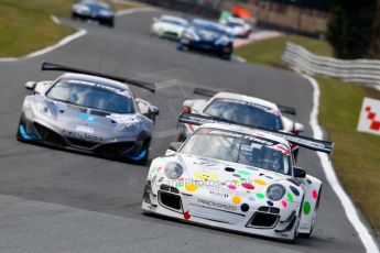 World © Octane Photographic Ltd./Chris Enion. Avon Tyres British GT Championship - Saturday 30th March 2013 Oulton Park – Practice 2. Porsche 997 GT3-R – Trackspeed - Nick Tandy, David Ashburn, McLaren MP4-12C GT3 – Preci-Spark Engineering – David Jones, Godfrey Jones and Audi R8 LMS Ultra – United Autosports – Zak Brown, Matt Bell, Mark Patterson. Digital Ref :