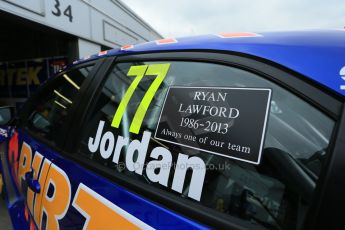 World © Octane Photographic Ltd. Thursday 21st March 2013. Dunlop MSA British Touring Car Championship  (BTCC) Media Day – Donington Park. Andrew Jordan – Pirtek Racing – Honda Civic - Ryan Lawford tribute. Digital Ref : 0603lw1d8033