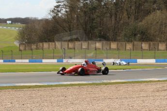 World © Octane Photographic Ltd. Formula Ford, Donington Park practice Thursday 18th April 2013. Jamun Racing – Mygale M12SJ/Scholar – Ben Anderson and Enigma Motorsport – Mygale M12SJ/Scholar – George Blundell. Digital Ref :