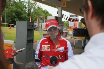 World © Octane Photographic Ltd. GP2 British GP, Silverstone, Thursday 27th June 2013. Felipe Massa - Scuderia Ferrari - Shell Towcester Pit Stop. Digital Ref : 0723lw1d2397