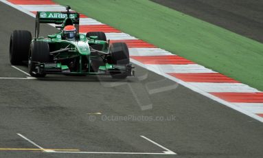 World © Octane Photographic Ltd./Carl Jones. Caterham F1 Team with Alexander Rossi demos at Silverstone, 20th October 2013. Digital Ref : 0845cj7d0055