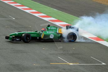 World © Octane Photographic Ltd./Carl Jones. Caterham F1 Team with Alexander Rossi demos at Silverstone, 20th October 2013. Digital Ref : 0845cj7d0078