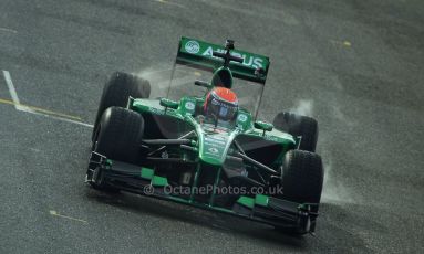 World © Octane Photographic Ltd./Carl Jones. Caterham F1 Team with Alexander Rossi demos at Silverstone, 20th October 2013. Digital Ref : 0845cj7d0101