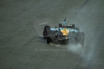 World © Octane Photographic Ltd./Carl Jones. Caterham F1 Team with Alexander Rossi demos at Silverstone, 20th October 2013. Digital Ref : 0845cj7d0130