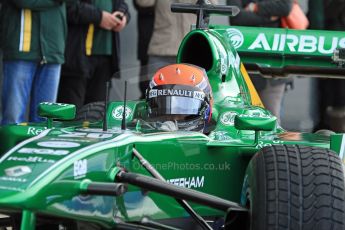 World © Octane Photographic Ltd./Carl Jones. Caterham F1 Team with Alexander Rossi demos at Silverstone, 20th October 2013. Digital Ref : 0845cj7d0153