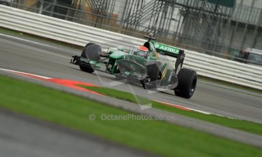 World © Octane Photographic Ltd./Carl Jones. Caterham F1 Team with Alexander Rossi demos at Silverstone, 19th October 2013. Digital Ref : 0845cj7d0036