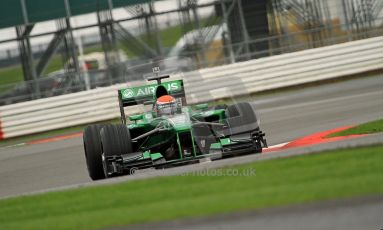 World © Octane Photographic Ltd./Carl Jones. Caterham F1 Team with Alexander Rossi demos at Silverstone, 19th October 2013. Digital Ref : 0845cj7d0038