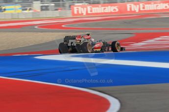 World © Octane Photographic Ltd. F1 USA GP - Austin, Texas, Circuit of the Americas (COTA), Friday 15th November 2013 - Practice 1. Lotus F1 Team E21 - Romain Grosjean. Digital Ref : 0853lw1d2726