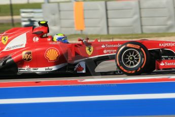 World © Octane Photographic Ltd. F1 USA GP - Austin, Texas, Circuit of the Americas (COTA), Friday 15th November 2013 - Practice 1. Scuderia Ferrari F138 - Felipe Massa. Digital Ref : 0853lw1d2993