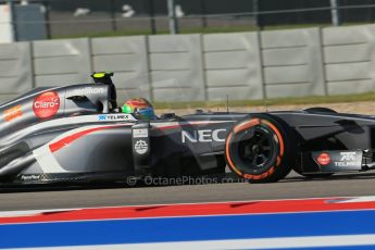 World © Octane Photographic Ltd. F1 USA GP - Austin, Texas, Circuit of the Americas (COTA), Friday 15th November 2013 - Practice 1. Sauber C32 - Esteban Gutierrez. Digital Ref : 0853lw1d3022