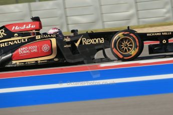 World © Octane Photographic Ltd. F1 USA GP - Austin, Texas, Circuit of the Americas (COTA), Friday 15th November 2013 - Practice 1. Lotus F1 Team E21 – Heikki Kovalainen. Digital Ref : 0853lw1d3061
