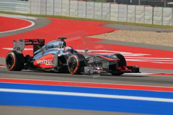 World © Octane Photographic Ltd. F1 USA GP - Austin, Texas, Circuit of the Americas (COTA), Friday 15th November 2013 - Practice 1. Vodafone McLaren Mercedes MP4/28 - Jenson Button. Digital Ref : 0853lw1d3129