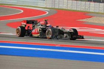 World © Octane Photographic Ltd. F1 USA GP - Austin, Texas, Circuit of the Americas (COTA), Friday 15th November 2013 - Practice 1. Lotus F1 Team E21 - Romain Grosjean. Digital Ref : 0853lw1d3165