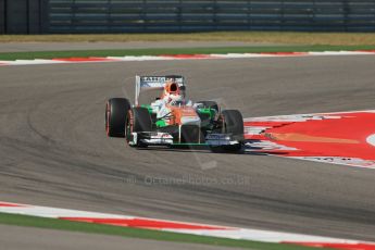World © Octane Photographic Ltd. F1 USA GP - Austin, Texas, Circuit of the Americas (COTA), Friday 15th November 2013 - Practice 1. Sahara Force India VJM06 - Paul di Resta. Digital Ref : 0853lw1d3468