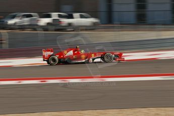World © Octane Photographic Ltd. F1 USA GP, Austin, Texas, Circuit of the Americas (COTA), Friday 15th November 2013 - Practice 2. Scuderia Ferrari F138 - Felipe Massa. Digital Ref : 0854lw1d1803