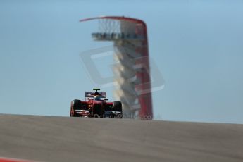 World © Octane Photographic Ltd. F1 USA GP, Austin, Texas, Circuit of the Americas (COTA), Friday 15th November 2013 - Practice 2. Scuderia Ferrari F138 - Felipe Massa. Digital Ref : 0854lw1d3805