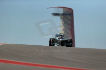 World © Octane Photographic Ltd. F1 USA GP, Austin, Texas, Circuit of the Americas (COTA), Friday 15th November 2013 - Practice 2. Mercedes AMG Petronas F1 W04 – Lewis Hamilton. Digital Ref : 0854lw1d4036