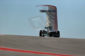 World © Octane Photographic Ltd. F1 USA GP, Austin, Texas, Circuit of the Americas (COTA), Friday 15th November 2013 - Practice 2. Mercedes AMG Petronas F1 W04 – Lewis Hamilton. Digital Ref : 0854lw1d4037