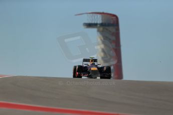 World © Octane Photographic Ltd. F1 USA GP, Austin, Texas, Circuit of the Americas (COTA), Friday 15th November 2013 - Practice 2. Infiniti Red Bull Racing RB9 - Mark Webber. Digital Ref : 0854lw1d4042
