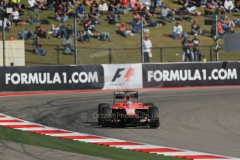 World © Octane Photographic Ltd. F1 USA GP, Austin, Texas, Circuit of the Americas (COTA), Friday 15th November 2013 - Practice 2. Marussia F1 Team MR02 - Jules Bianchi. Digital Ref : 0854lw1d4091