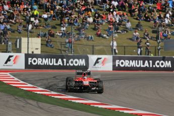 World © Octane Photographic Ltd. F1 USA GP, Austin, Texas, Circuit of the Americas (COTA), Friday 15th November 2013 - Practice 2. Marussia F1 Team MR02 - Jules Bianchi. Digital Ref : 0854lw1d4156