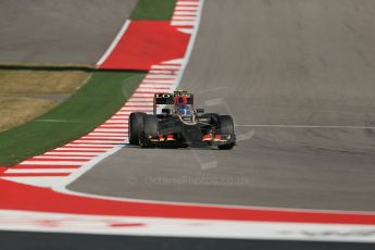 World © Octane Photographic Ltd. F1 USA GP, Austin, Texas, Circuit of the Americas (COTA), Friday 15th November 2013 - Practice 2. Lotus F1 Team E21 - Romain Grosjean. Digital Ref : 0854lw1d4208
