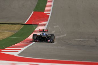 World © Octane Photographic Ltd. F1 USA GP, Austin, Texas, Circuit of the Americas (COTA), Friday 15th November 2013 - Practice 2. Scuderia Toro Rosso STR 8 - Daniel Ricciardo. Digital Ref : 0854lw1d4225