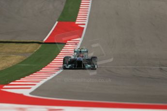 World © Octane Photographic Ltd. F1 USA GP, Austin, Texas, Circuit of the Americas (COTA), Friday 15th November 2013 - Practice 2. Mercedes AMG Petronas F1 W04 – Lewis Hamilton. Digital Ref : 0854lw1d4229