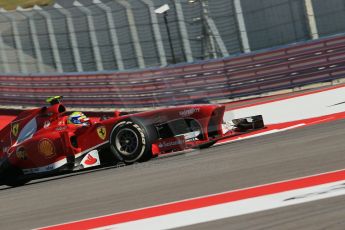 World © Octane Photographic Ltd. F1 USA GP, Austin, Texas, Circuit of the Americas (COTA), Friday 15th November 2013 - Practice 2. Scuderia Ferrari F138 - Felipe Massa. Digital Ref : 0854lw1d4253