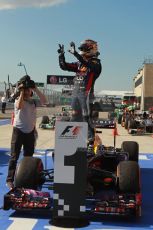 World © Octane Photographic Ltd. F1 USA GP, Austin, Texas, Circuit of the Americas (COTA), Sunday 17th November 2013 – Post-Race Parc Ferme. Infiniti Red Bull Racing - Sebastian Vettel. Digital Ref : 0862lw1d2954