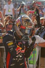 World © Octane Photographic Ltd. F1 USA GP, Austin, Texas, Circuit of the Americas (COTA), Sunday 17th November 2013 – Post-Race Parc Ferme. Infiniti Red Bull Racing - Sebastian Vettel. Digital Ref : 0862lw1d2983