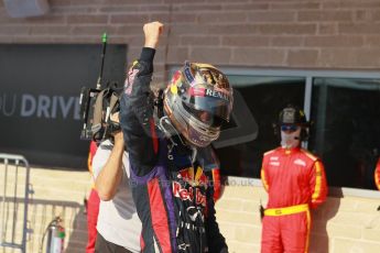 World © Octane Photographic Ltd. F1 USA GP, Austin, Texas, Circuit of the Americas (COTA), Sunday 17th November 2013 – Post-Race Parc Ferme. Infiniti Red Bull Racing - Sebastian Vettel. Digital Ref : 0862lw1d3009