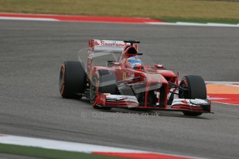World © Octane Photographic Ltd. F1 USA GP, Austin, Texas, Circuit of the Americas (COTA), Saturday 16th November 2013 - Practice 3. Scuderia Ferrari F138 - Fernando Alonso. Digital Ref : 0857lw1d5181