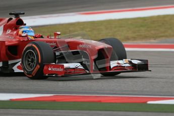 World © Octane Photographic Ltd. F1 USA GP, Austin, Texas, Circuit of the Americas (COTA), Saturday 16th November 2013 - Practice 3. Scuderia Ferrari F138 - Fernando Alonso. Digital Ref : 0857lw1d5184