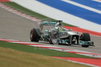 World © Octane Photographic Ltd. F1 USA GP, Austin, Texas, Circuit of the Americas (COTA), Saturday 16th November 2013 - Practice 3. Mercedes AMG Petronas F1 W04 - Nico Rosberg. Digital Ref : 0857lw1d5395