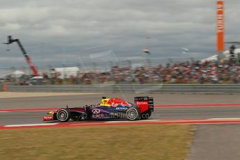 World © Octane Photographic Ltd. F1 USA GP, Austin, Texas, Circuit of the Americas (COTA), Saturday 16th November 2013 - Qualifying. Infiniti Red Bull Racing RB9 - Sebastian Vettel. Digital Ref : 0858lw1d2059