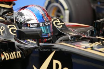 World © Octane Photographic Ltd. F1 USA GP, Austin, Texas, Circuit of the Americas (COTA), Saturday 16th November 2013 - Qualifying Parc Ferme. Lotus F1 Team E21 - Romain Grosjean. Digital Ref : 0858lw1d2131