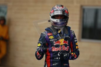 World © Octane Photographic Ltd. F1 USA GP, Austin, Texas, Circuit of the Americas (COTA), Saturday 16th November 2013 - Qualifying Parc Ferme. Infiniti Red Bull Racing RB9 - Sebastian Vettel. Digital Ref : 0858lw1d2186