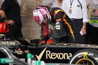 World © Octane Photographic Ltd. F1 USA GP, Austin, Texas, Circuit of the Americas (COTA), Saturday 16th November 2013 - Qualifying Parc Ferme. Lotus F1 Team E21 – Heikki Kovalainen. Digital Ref : 0858lw1d2201