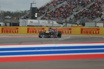 World © Octane Photographic Ltd. F1 USA GP, Austin, Texas, Circuit of the Americas (COTA), Saturday 16th November 2013 - Qualifying. Scuderia Toro Rosso STR 8 - Daniel Ricciardo. Digital Ref : 0858lw1d5553