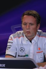 World © Octane Photographic Ltd. F1 USA GP, Austin, Texas, Circuit of the Americas (COTA), Friday 15th November 2013 – FIA Press conference. Sam Michael – Technical Director Vodafone McLaren Mercedes. Digital Ref : 0855lw1d4402