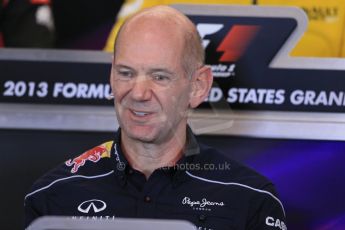 World © Octane Photographic Ltd. F1 USA GP, Austin, Texas, Circuit of the Americas (COTA), Friday 15th November 2013 – FIA Press conference. Adrian Newey – Chief Technical Officer Infiniti Red Bull Racing. Digital Ref : 0855lw1d4438