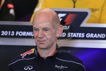 World © Octane Photographic Ltd. F1 USA GP, Austin, Texas, Circuit of the Americas (COTA), Friday 15th November 2013 – FIA Press conference. Adrian Newey – Chief Technical Officer Infiniti Red Bull Racing. Digital Ref : 0855lw1d4451